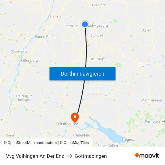 Vvg Vaihingen An Der Enz to Gottmadingen map