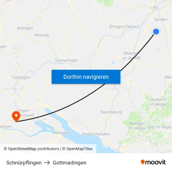 Schnürpflingen to Gottmadingen map