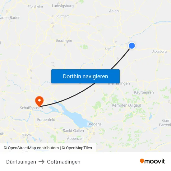 Dürrlauingen to Gottmadingen map