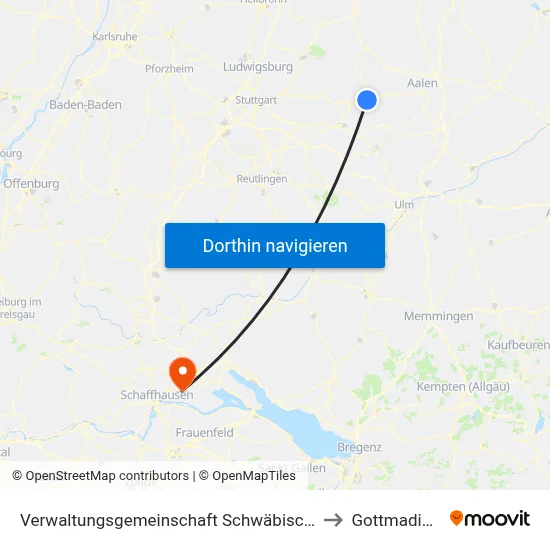 Verwaltungsgemeinschaft Schwäbisch Gmünd to Gottmadingen map