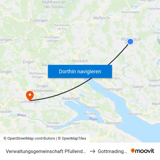 Verwaltungsgemeinschaft Pfullendorf to Gottmadingen map
