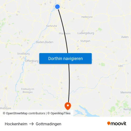 Hockenheim to Gottmadingen map