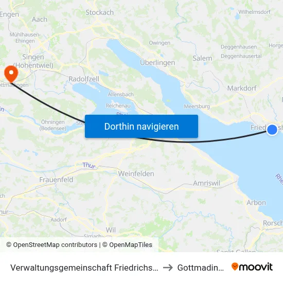 Verwaltungsgemeinschaft Friedrichshafen to Gottmadingen map