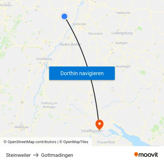 Steinweiler to Gottmadingen map
