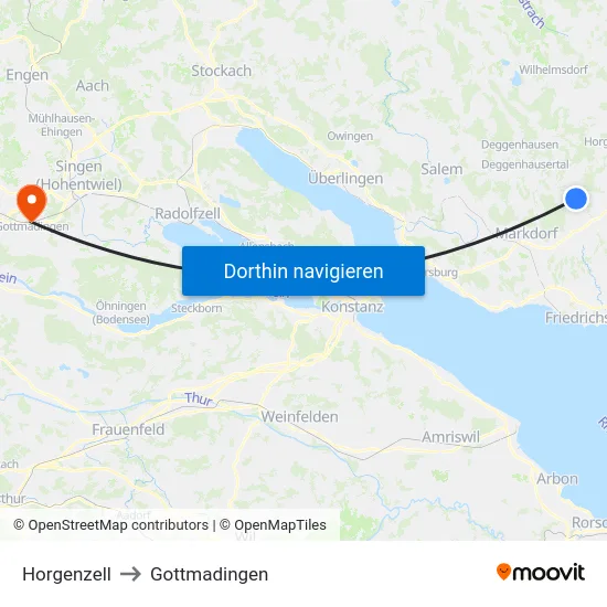 Horgenzell to Gottmadingen map