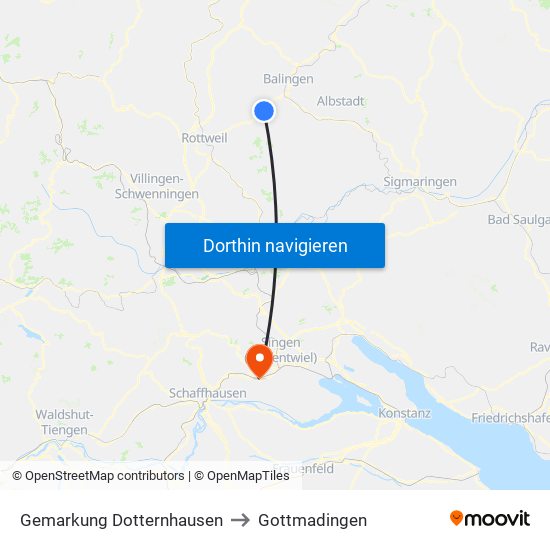 Gemarkung Dotternhausen to Gottmadingen map