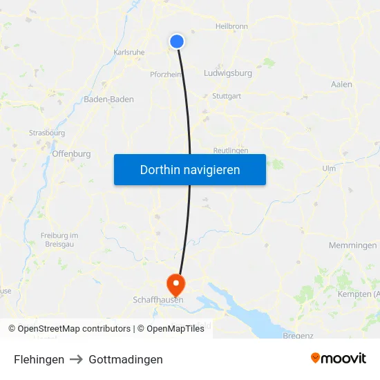 Flehingen to Gottmadingen map