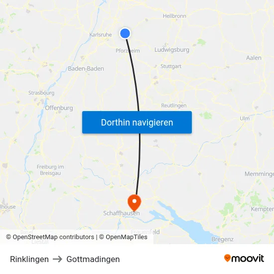 Rinklingen to Gottmadingen map