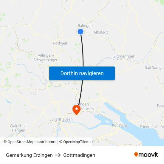 Gemarkung Erzingen to Gottmadingen map