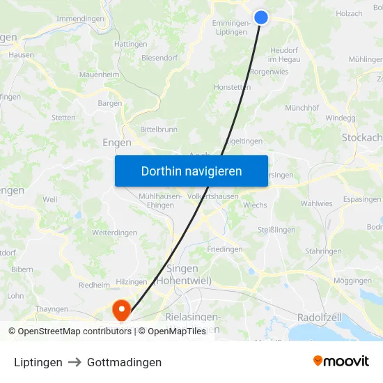 Liptingen to Gottmadingen map