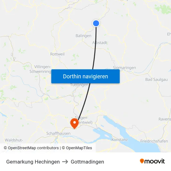 Gemarkung Hechingen to Gottmadingen map