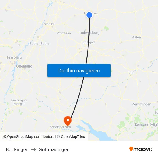 Böckingen to Gottmadingen map