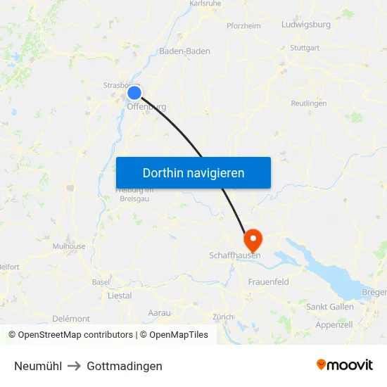 Neumühl to Gottmadingen map