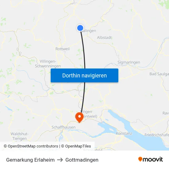 Gemarkung Erlaheim to Gottmadingen map