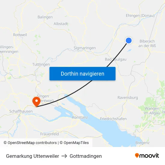 Gemarkung Uttenweiler to Gottmadingen map