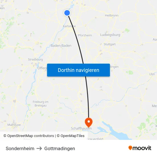 Sondernheim to Gottmadingen map