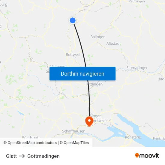 Glatt to Gottmadingen map