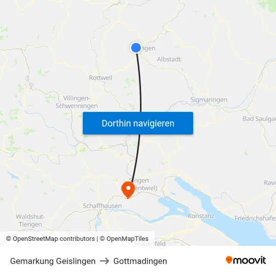 Gemarkung Geislingen to Gottmadingen map