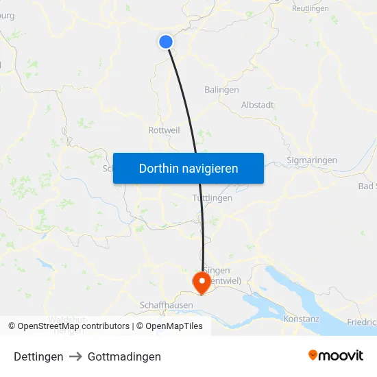 Dettingen to Gottmadingen map