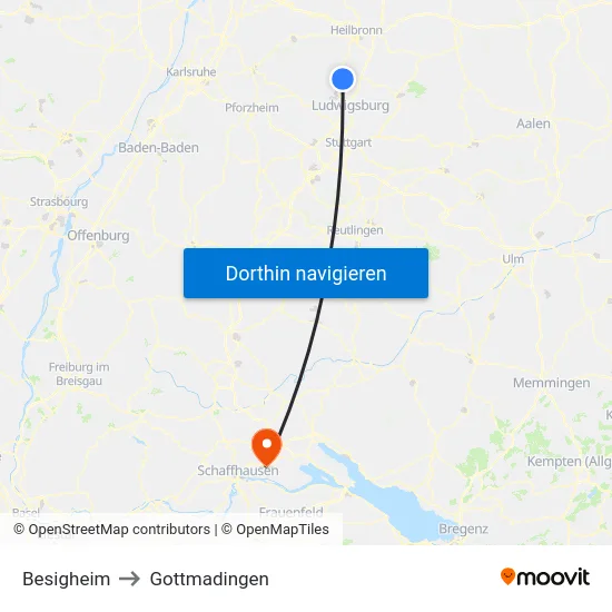 Besigheim to Gottmadingen map