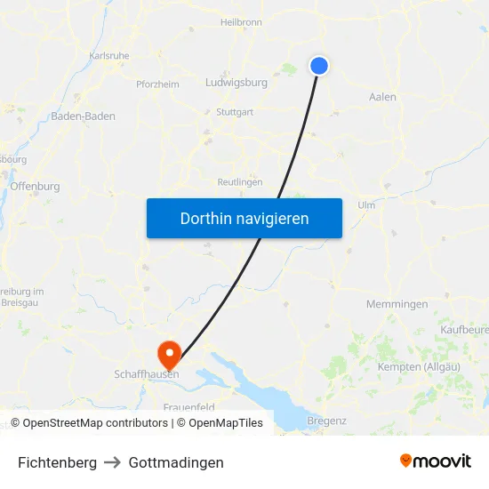 Fichtenberg to Gottmadingen map
