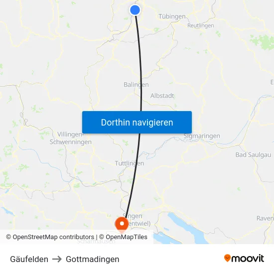 Gäufelden to Gottmadingen map