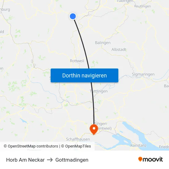 Horb Am Neckar to Gottmadingen map