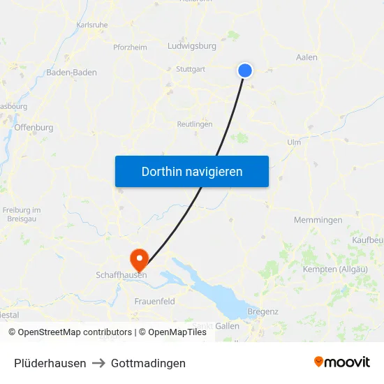 Plüderhausen to Gottmadingen map