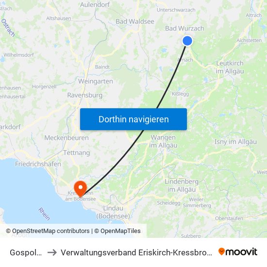Gospoldshofen to Verwaltungsverband Eriskirch-Kressbronn am Bodensee-Langenargen map