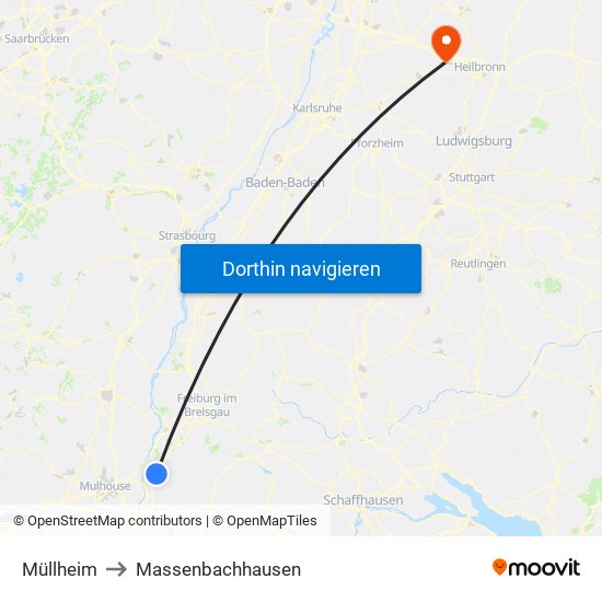 Müllheim to Massenbachhausen map