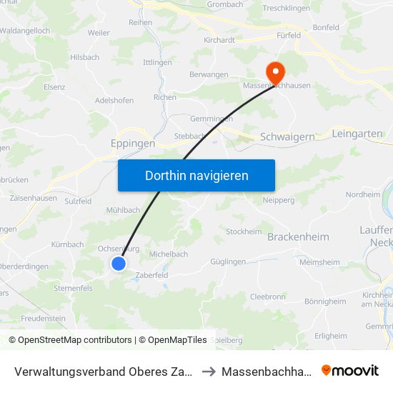 Verwaltungsverband Oberes Zabergäu to Massenbachhausen map