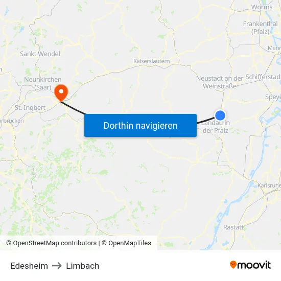 Edesheim to Limbach map