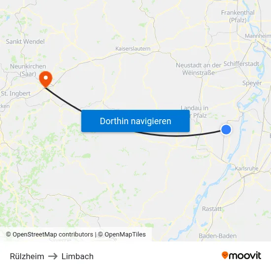 Rülzheim to Limbach map