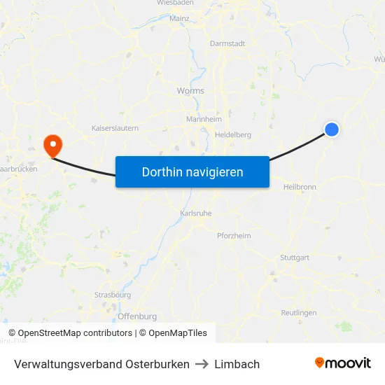 Verwaltungsverband Osterburken to Limbach map