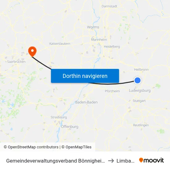 Gemeindeverwaltungsverband Bönnigheim to Limbach map