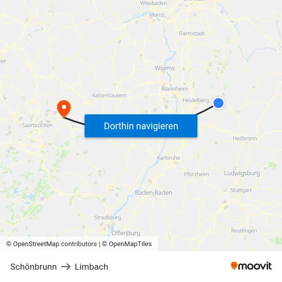 Schönbrunn to Limbach map