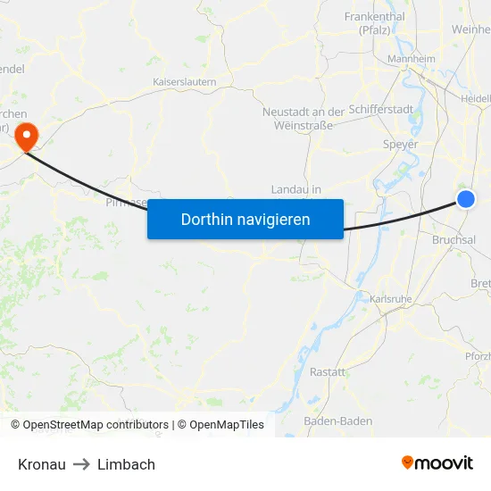 Kronau to Limbach map