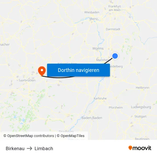 Birkenau to Limbach map
