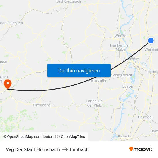 Vvg Der Stadt Hemsbach to Limbach map