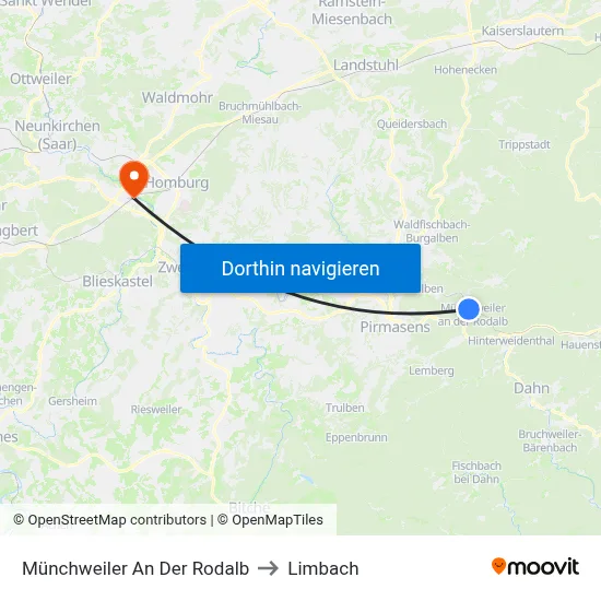 Münchweiler An Der Rodalb to Limbach map