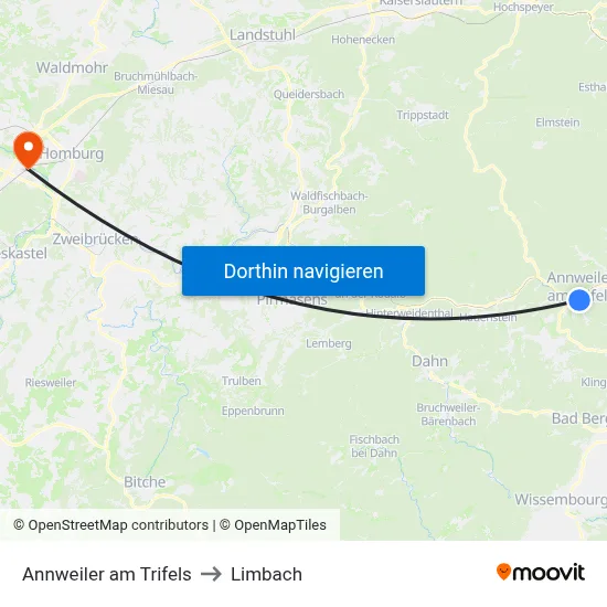 Annweiler am Trifels to Limbach map