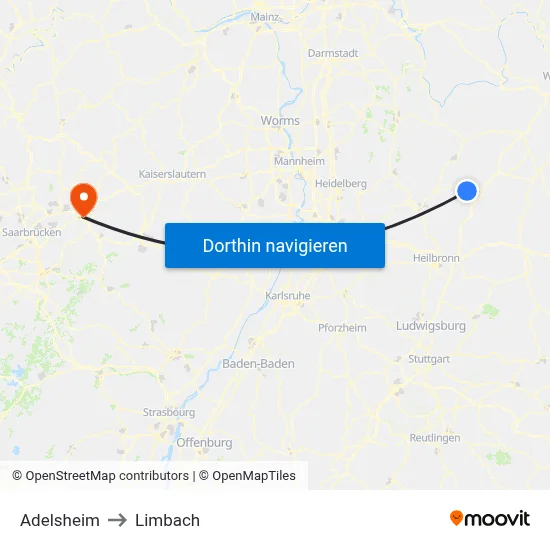 Adelsheim to Limbach map