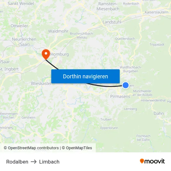 Rodalben to Limbach map