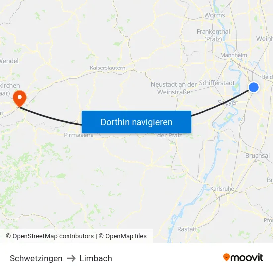 Schwetzingen to Limbach map