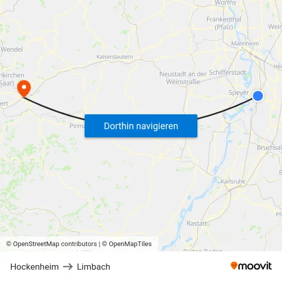 Hockenheim to Limbach map
