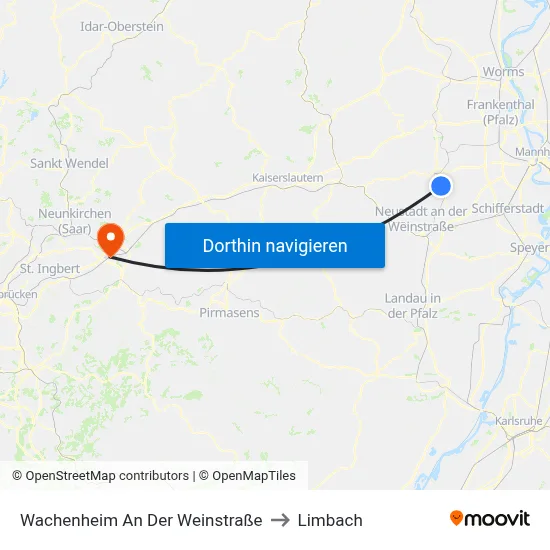 Wachenheim An Der Weinstraße to Limbach map