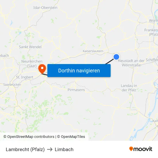 Lambrecht (Pfalz) to Limbach map