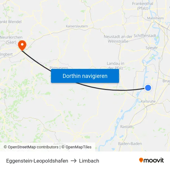 Eggenstein-Leopoldshafen to Limbach map