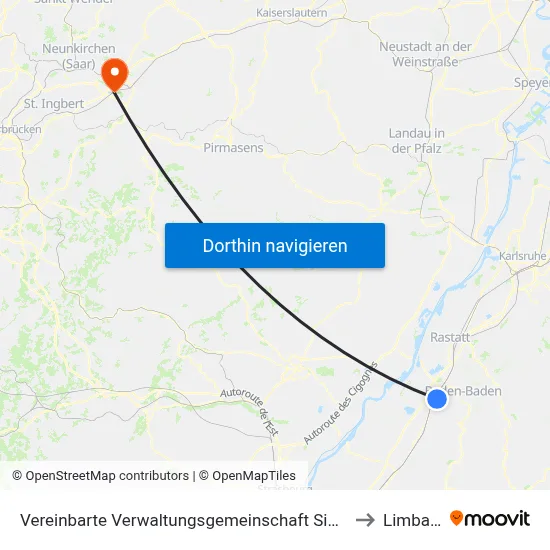 Vereinbarte Verwaltungsgemeinschaft Sinzheim to Limbach map