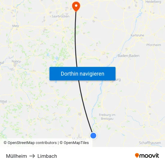 Müllheim to Limbach map